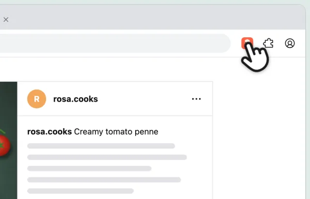 The browser toolbar, with a finger on the CookZone button