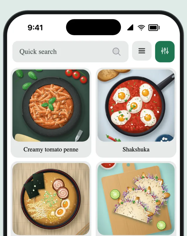 The CookZone recipe collection, with the new recipe first
