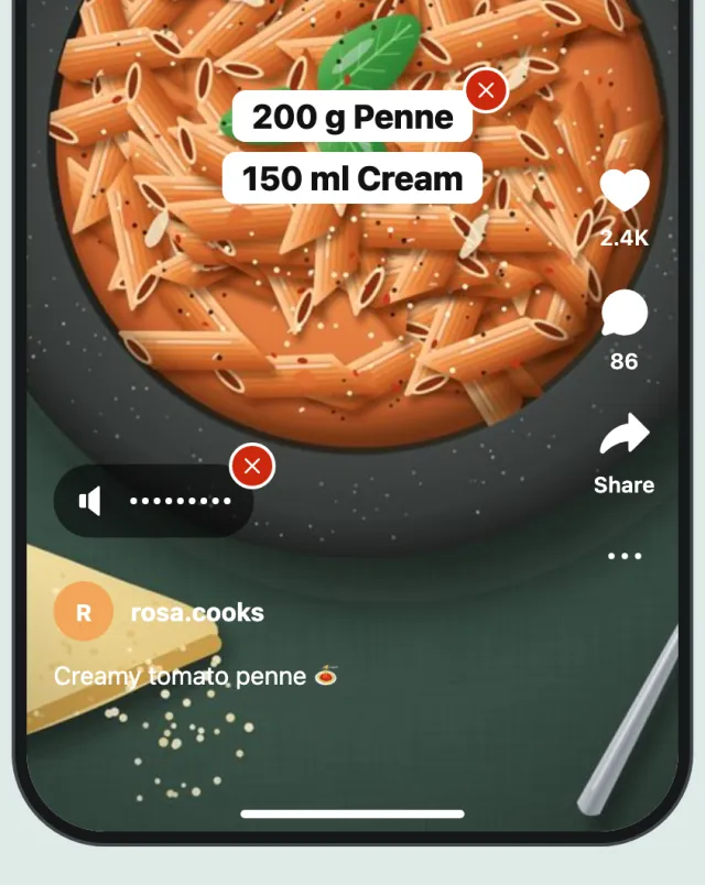 A reel with text on the video and muted sound, both crossed out