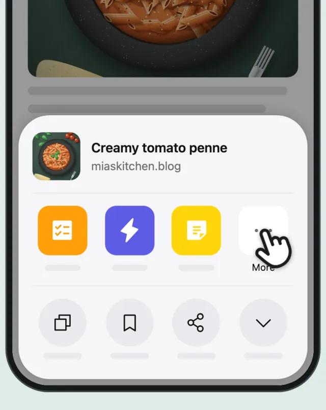 The end of the row of apps, with a finger on More